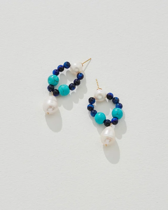 Multi - colored drop earrings with a rainbow of gemstonesLucena Earrings