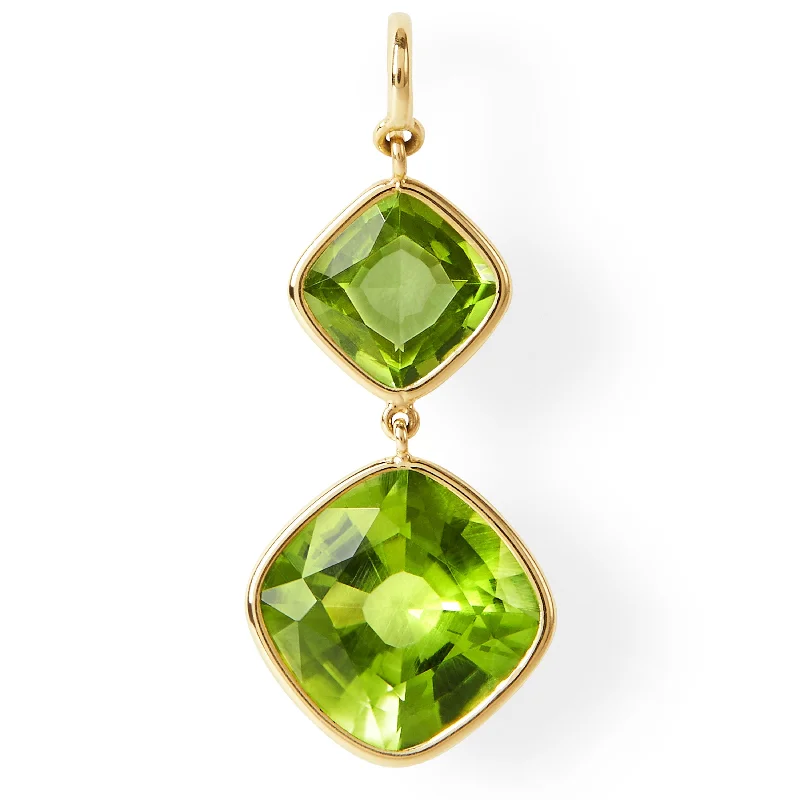 Crystal - adorned drop earrings for a glamorous lookThe Anderson Earrings (Cushion Cut Peridot Double Drop Earrings in Solid 18ct Gold)