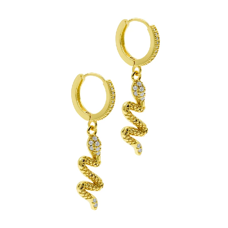 Tourmaline drop earrings in a spectrum of colors14k Gold Plated Snake Dangle Huggie Hoop Earrings