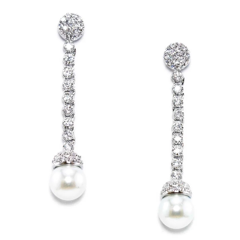 Matte - finish drop earrings for a sophisticated and understated lookHaddon Cubic Zirconia and Pearl Drop Earring