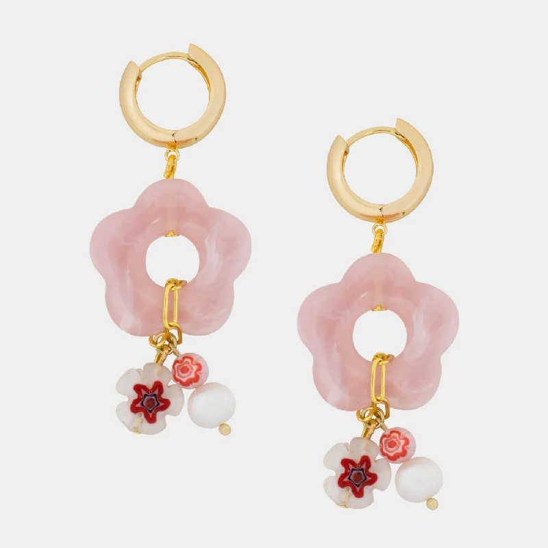 Clip - on drop earrings for non - pierced earsRachel Floral Earrings