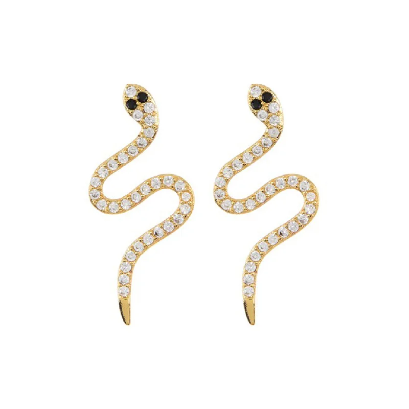 Emerald drop earrings for a luxurious and natural look14k Gold Plated Snake Crystal Earrings