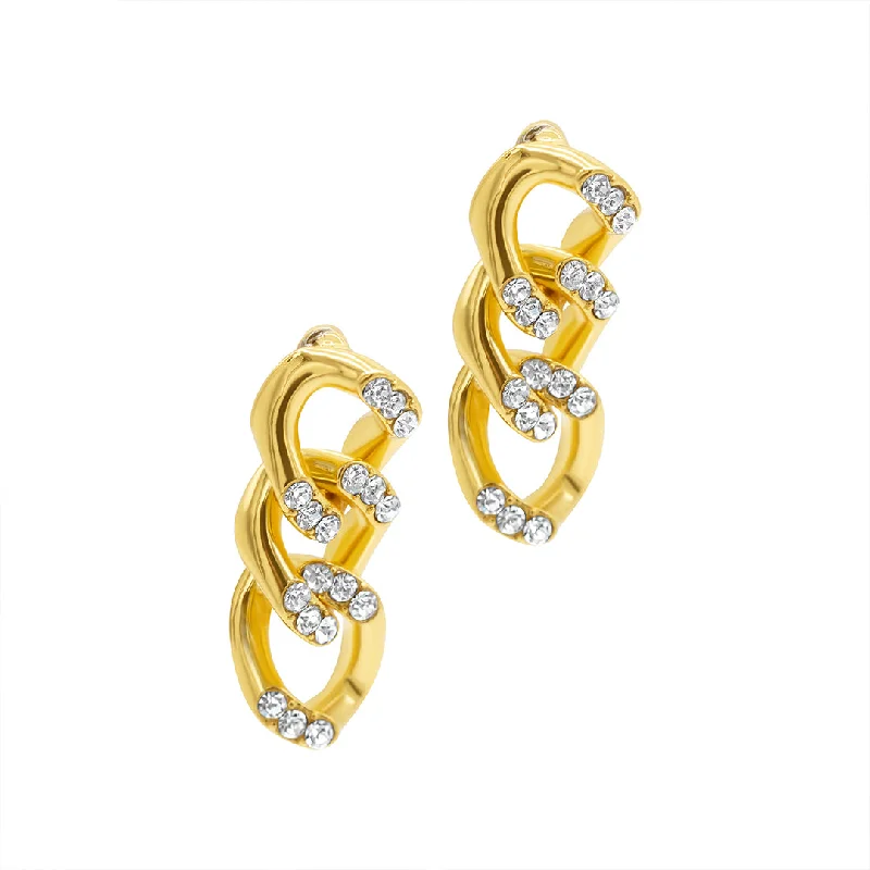 Lightweight drop earrings for all - day comfort14k Gold Plated Crystal Curb Chain Earrings