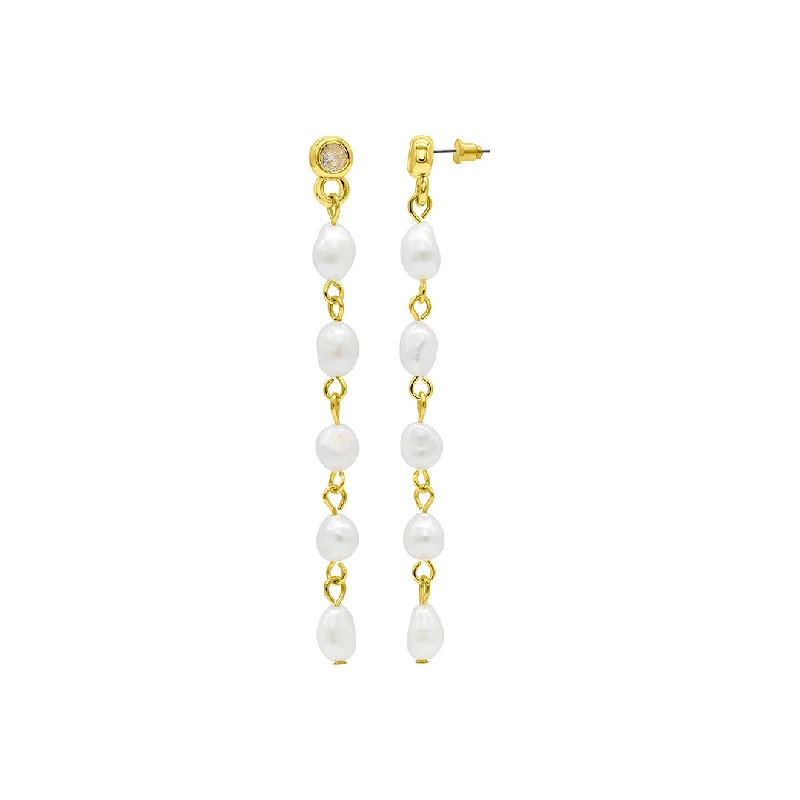 Star - shaped drop earrings for a celestial and magical appearance14k Gold Plated Freshwater Pearl Dangle Earrings