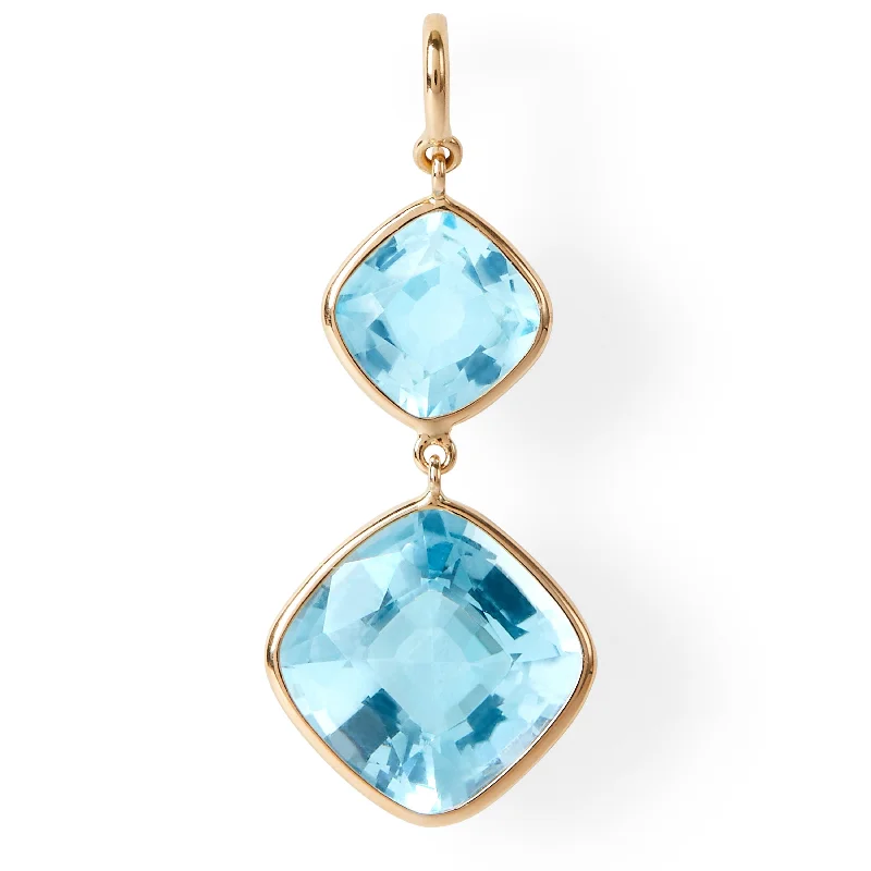 Moonstone drop earrings for a dreamy and ethereal lookThe Grace Earrings (Cushion Cut Blue Topaz Double Drop Earrings in Solid 18ct Gold)