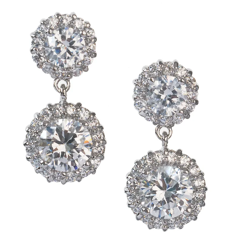 Art deco - inspired drop earrings with bold geometric patternsAmelia Floral Cubic Zirconia Drop Earring