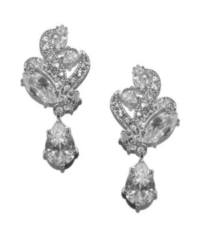 Clip - on drop earrings for non - pierced earsHarper Crystal Floral Dangle Earrings