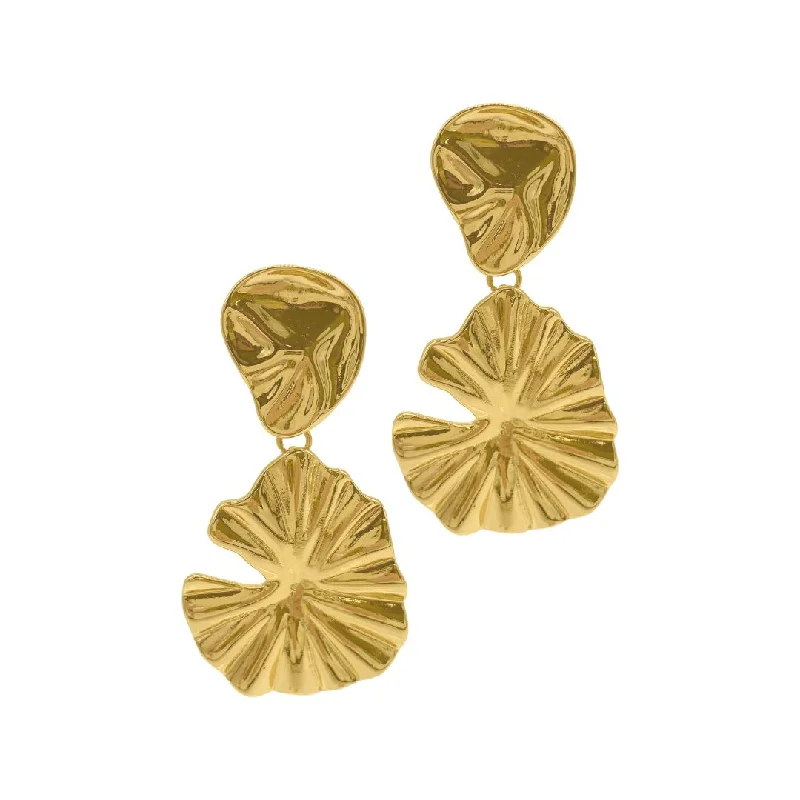 Gold - plated drop earrings with a modern twist14k Gold Plated Multi Shape Drop Earrings