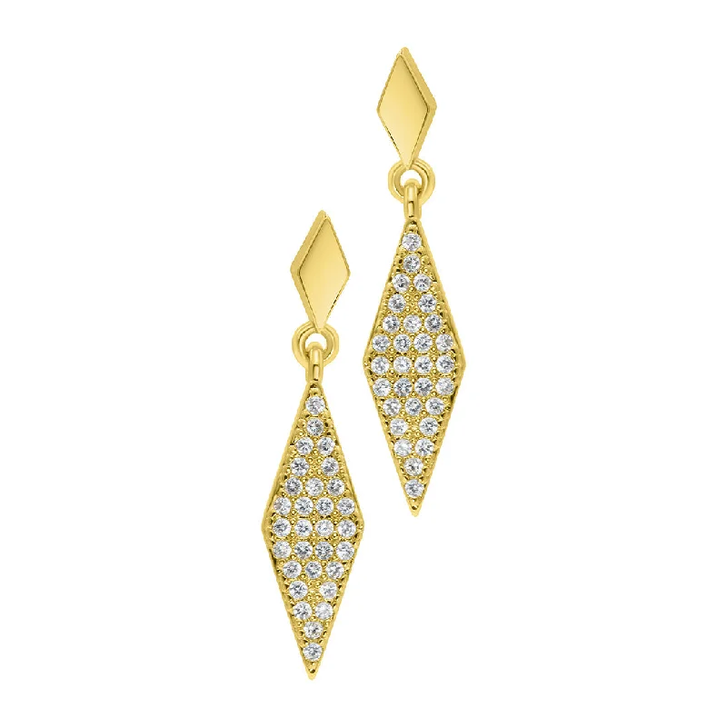 Ethnic - inspired drop earrings with cultural motifs14k Gold Plated Diamond Drop Earrings