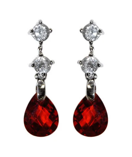 Two - tone drop earrings with a combination of metalsMalia Garnet Red Crystal drop earrings