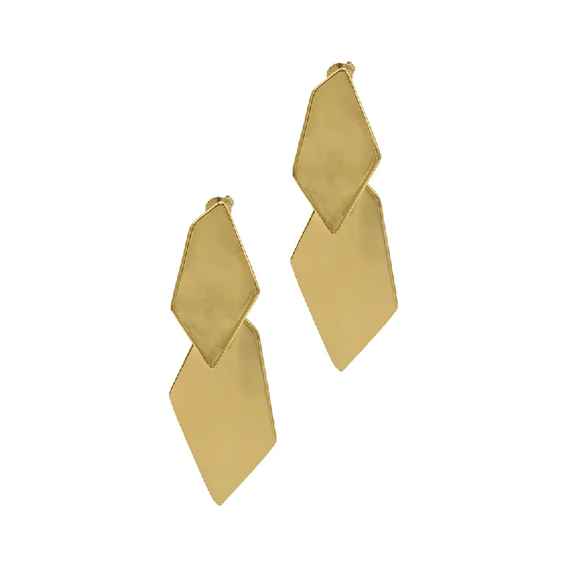 Crystal - adorned drop earrings for a glamorous look14k Gold Plated Diamond Shape Drop Earrings