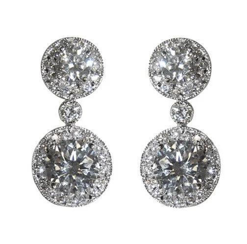 Hypoallergenic drop earrings for sensitive earsCarolina Cubic Zirconia and Crystal Double Halo Drop Earring