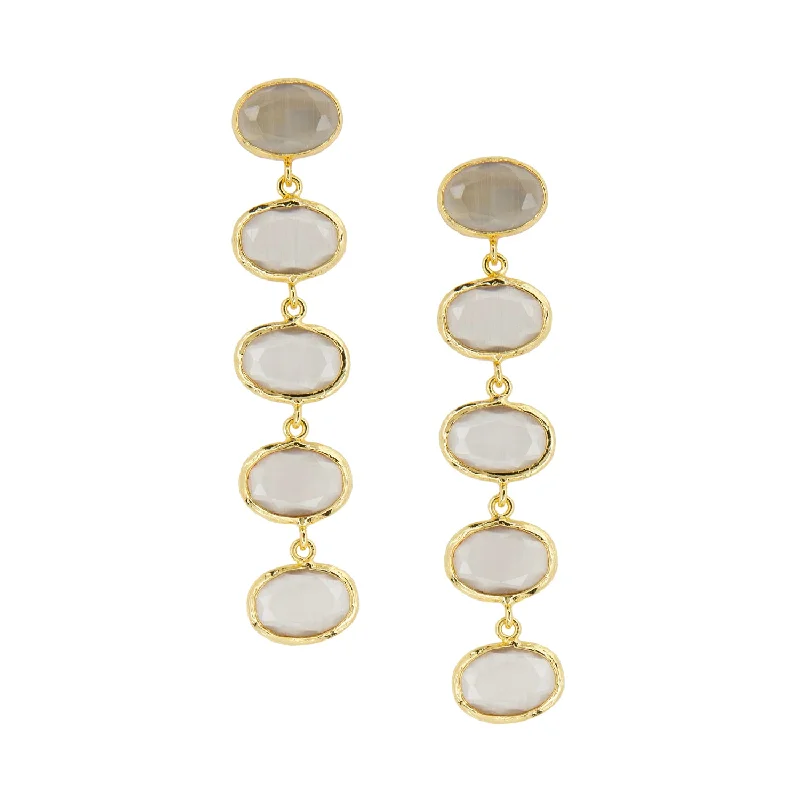 Ethnic - inspired drop earrings with cultural motifs5 stone cat eye glass drop earring