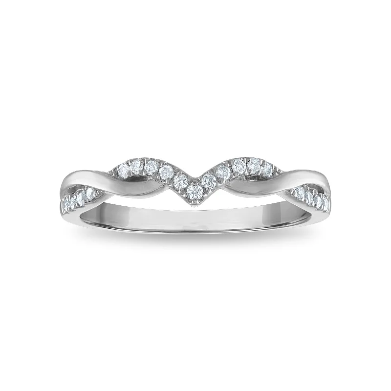 Stackable Wedding Bands in Sterling Silver with Enamel Inlays for a Colorful and Versatile Option1/10 CTW Diamond Anniversary Twist Ring in 10KT White Gold