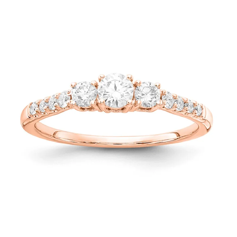 Two - Tone Gold and Silver Wedding Bands with a Twist Design for a Contemporary and Eye - Catching StyleSignature EcoLove 1/2 CTW Lab Grown Diamond Three Stone Anniversary Ring in 14KT Rose Gold