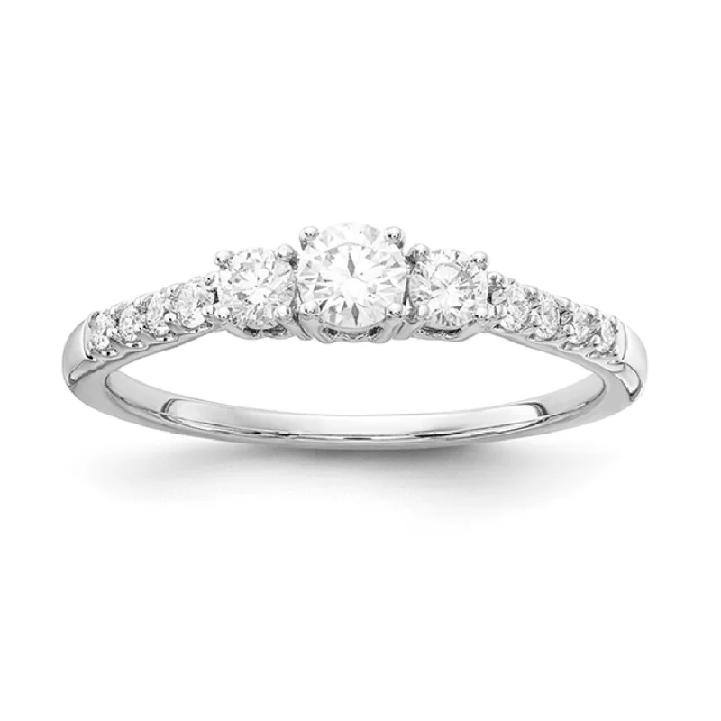 Moissanite - Set Wedding Bands in Yellow Gold for a Sparkling and Ethical Alternative to DiamondsSignature EcoLove 1/2 CTW Lab Grown Diamond Three Stone Anniversary Ring in 14KT White Gold