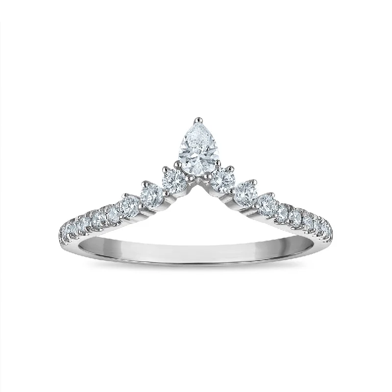 Laser - Etched Floral Design Wedding Bands in Palladium for a Delicate and Intricate Look1/3 CTW Diamond Ring in 10KT White Gold