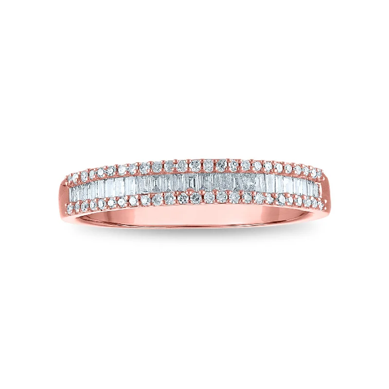 Pearl - and - Diamond - Studded Wedding Bands in White Gold for a Feminine and Elegant Touch1/4 CTW Diamond Fashion Ring in 10KT Rose Gold