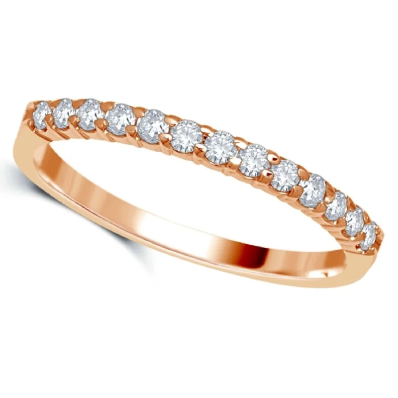 Pearl - and - Diamond - Studded Wedding Bands in White Gold for a Feminine and Elegant Touch1/4 CTW Diamond Wedding Ring in 14KT Rose Gold