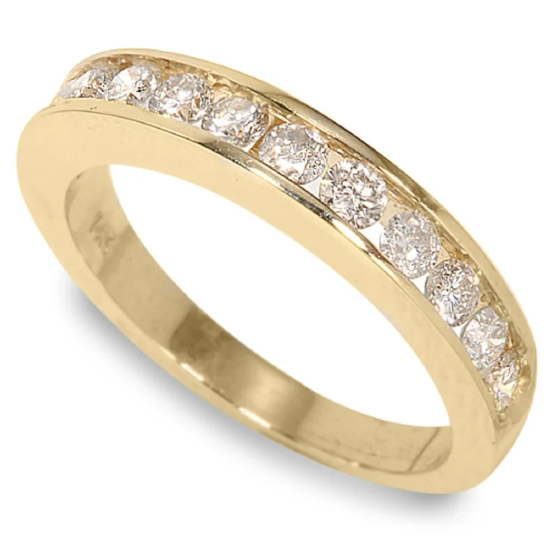 Sapphire - and - Diamond - Accented Wedding Bands in Platinum for a Royal and Sophisticated Look1/4 CTW Diamond Wedding Ring in 14KT Yellow Gold