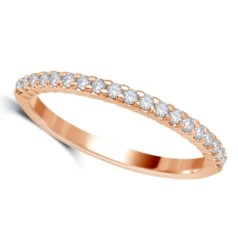 Adjustable - Fit Wedding Bands in Gold - Plated Metal for a Comfortable and Custom - Fitting Option1/7 CTW Diamond Wedding Ring in 14KT Rose Gold