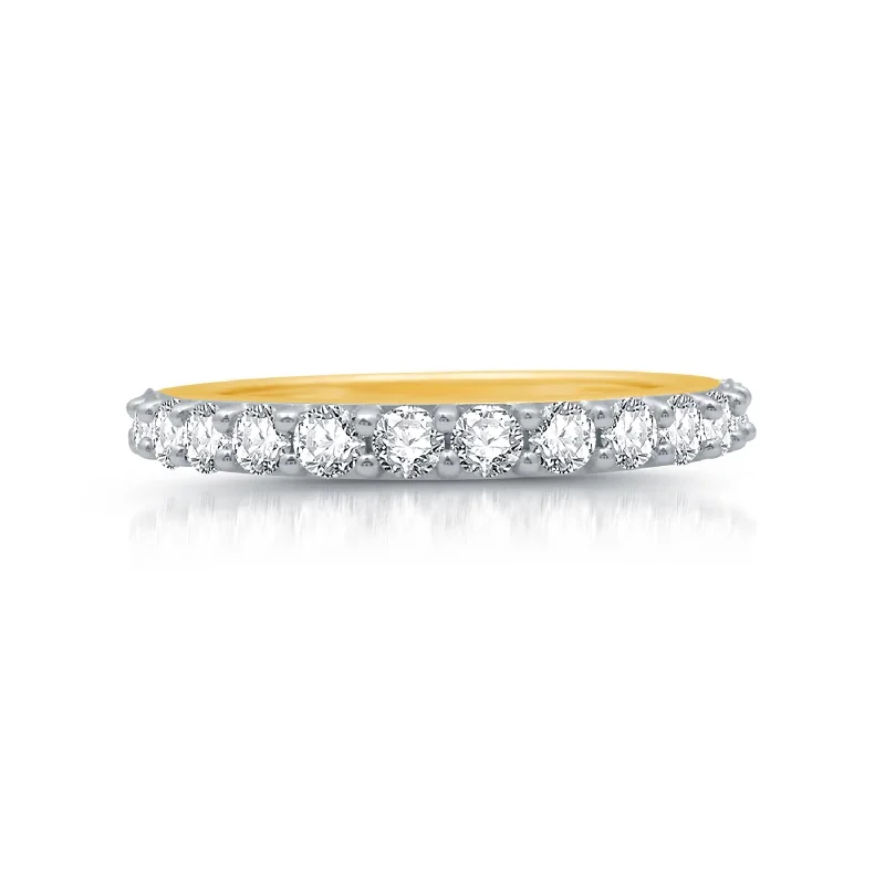 Moissanite - Set Wedding Bands in Yellow Gold for a Sparkling and Ethical Alternative to Diamonds1 CTW Diamond Anniversary Ring in 10KT Yellow Gold