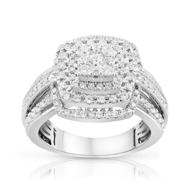 Signature - Design Engagement Rings with a Brand - Exclusive Pattern and Premium Diamonds1 CTW Diamond Engagement Ring in 10KT White Gold