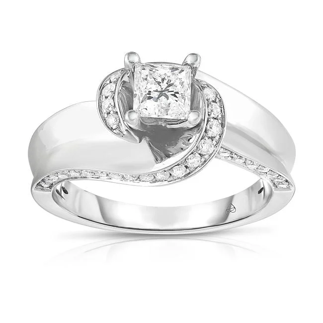 Three - Stone Engagement Rings Symbolizing Love's Past, Present, and Future with Asscher - Cut Diamonds1 CTW Diamond Engagement Ring in 14KT White Gold