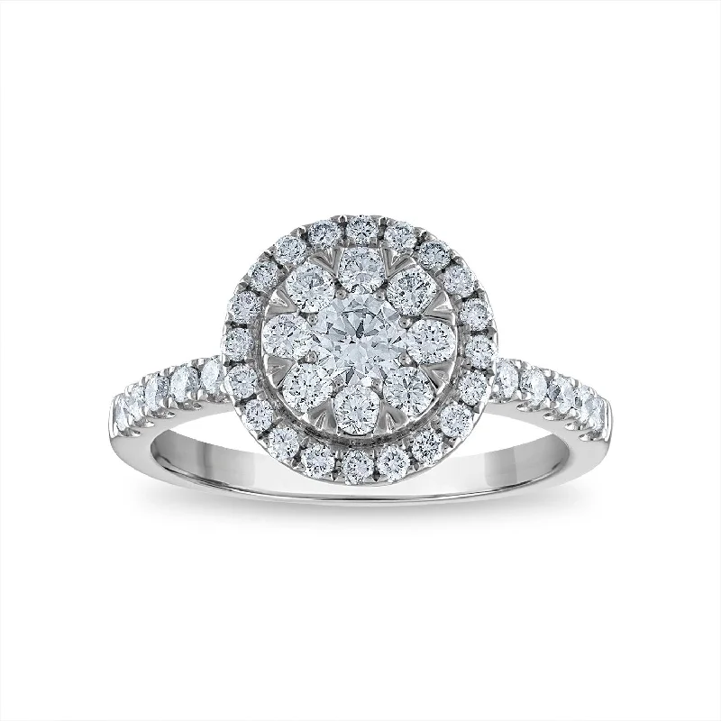 Cathedral - Style Engagement Rings with a Raised Center Stone and Intricate MetalworkEcoLove 1 CTW Lab Grown Diamond Cluster Engagement Ring in 10KT White Gold