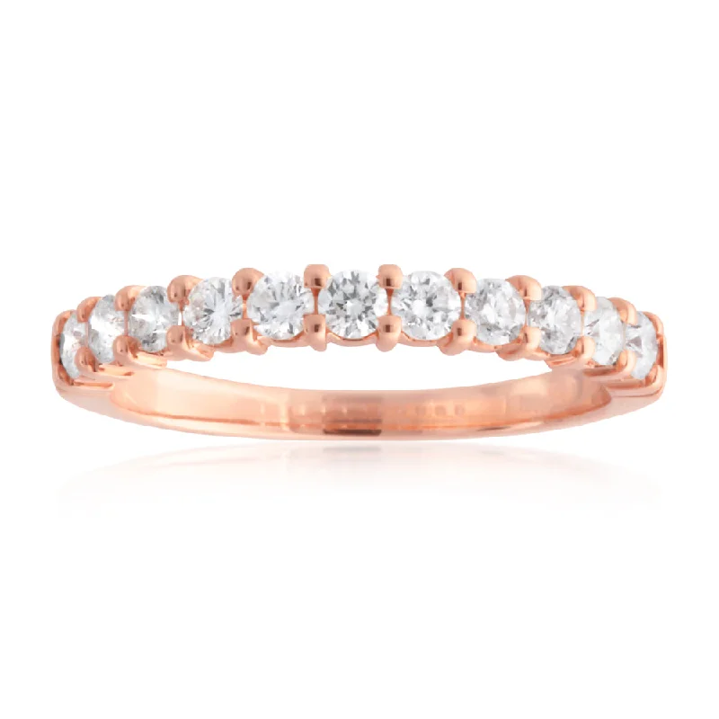 18K White Gold Classic Round - Cut Diamond Wedding Bands for a Timeless and Elegant Look18ct Rose Gold Ring With 1/2 Carats Of Diamonds