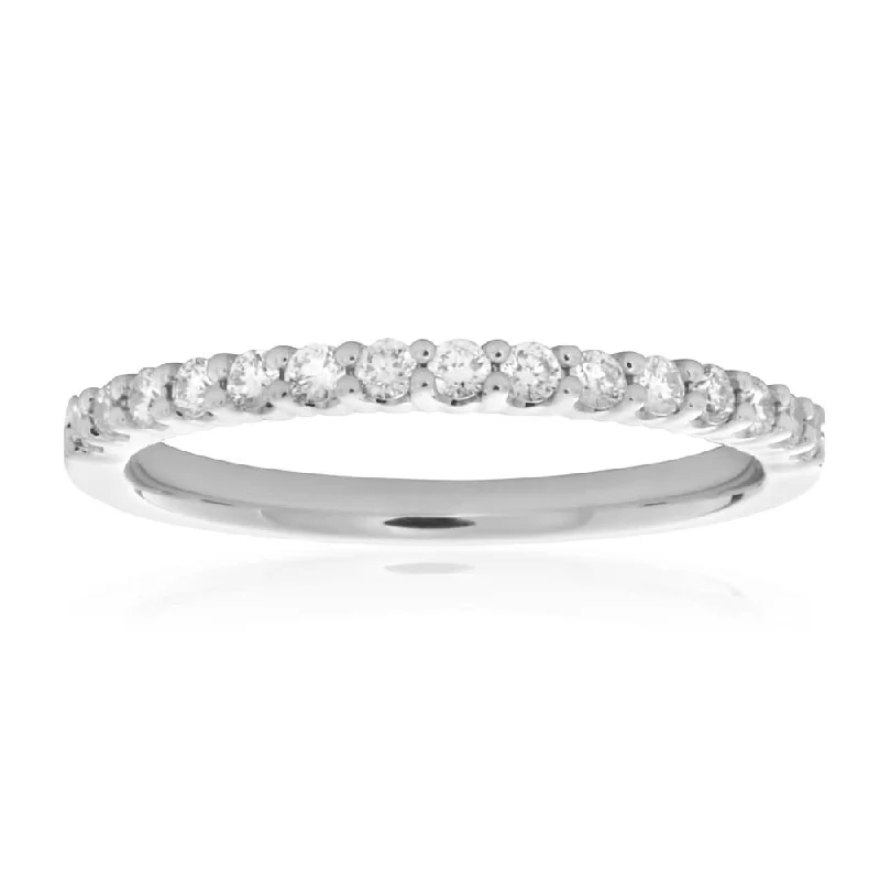 Sapphire - and - Diamond - Accented Wedding Bands in Platinum for a Royal and Sophisticated Look18ct White Gold Eternity Ring with 1/4 Carat of Diamonds