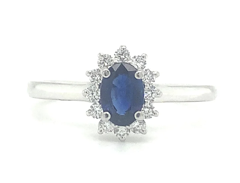 Lapis Lazuli Gemstone Rings in Sterling Silver with a Star - Shaped Setting for a Celestial - Inspired Piece18ct White Gold Earth Grown Sapphire And Diamond Halo Ring