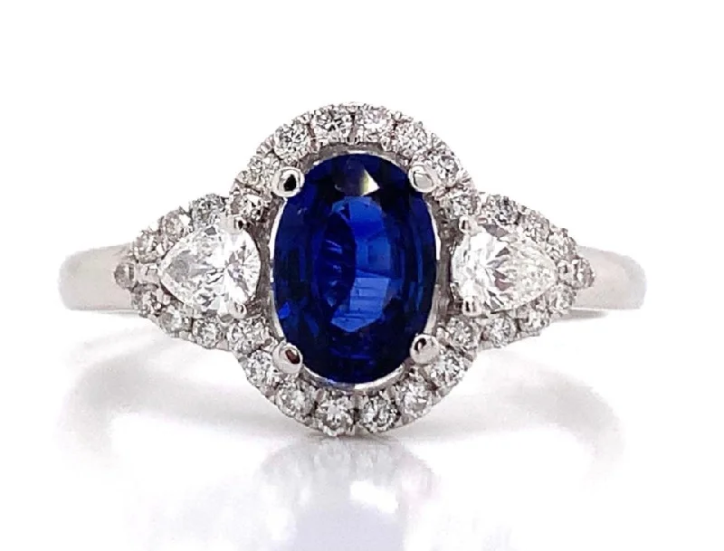 Sapphire Gemstone Rings in 18K White Gold with Diamond Accents for an Elegant Engagement18ct White Gold Earth Grown Sapphire And Diamond Ring