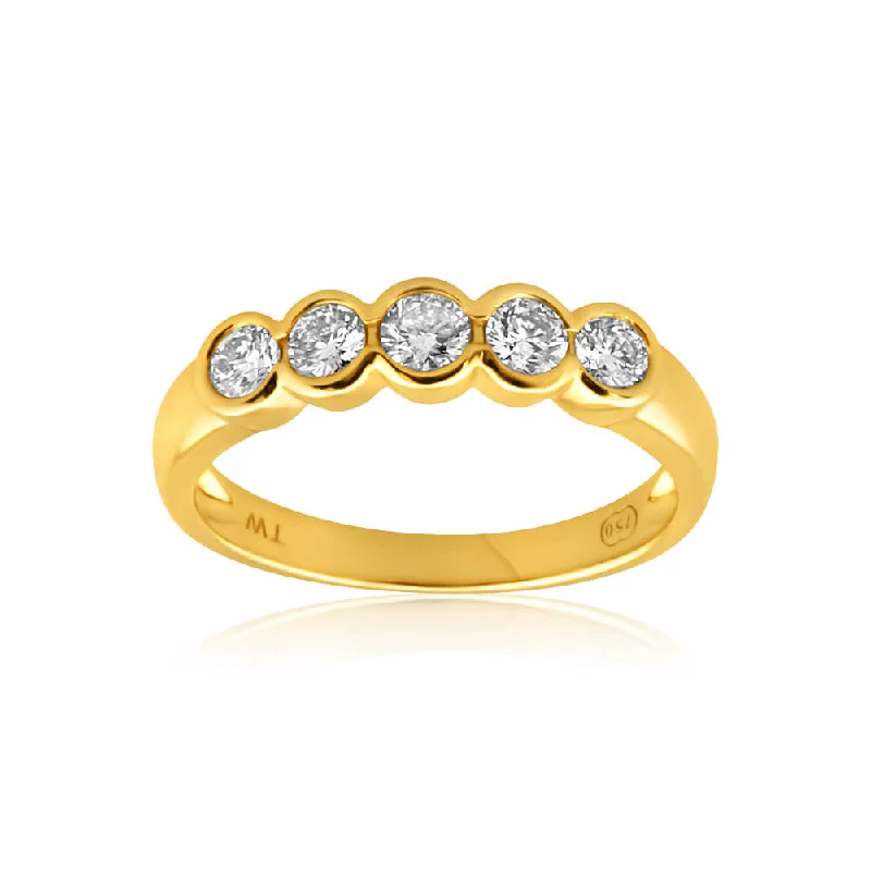 Vintage - Style Filigree Wedding Bands in 14K Gold for a Romantic and Antique - Inspired Aesthetic18ct Yellow Gold Ring With 0.5 Carats Of Bezel Set Diamonds