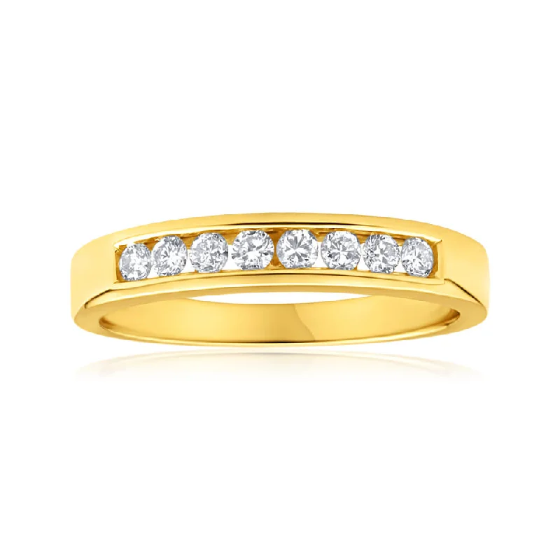 Vintage - Style Filigree Wedding Bands in 14K Gold for a Romantic and Antique - Inspired Aesthetic18ct Yellow Gold Ring With 8 Diamonds Totalling 0.2 Carats