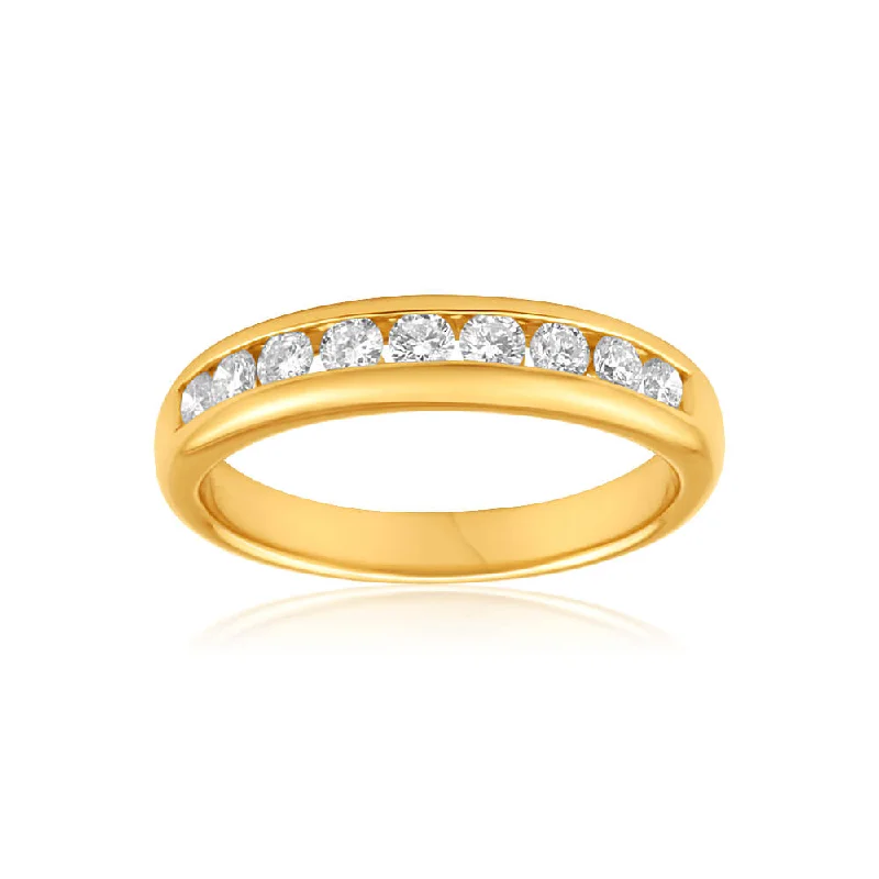 Art Deco - Inspired Wedding Bands with Geometric Patterns in Platinum for a Retro and Glamorous Style18ct Yellow Gold 'Stefania' Ring With 0.5 Carats Of Brilliant Cut Diamonds