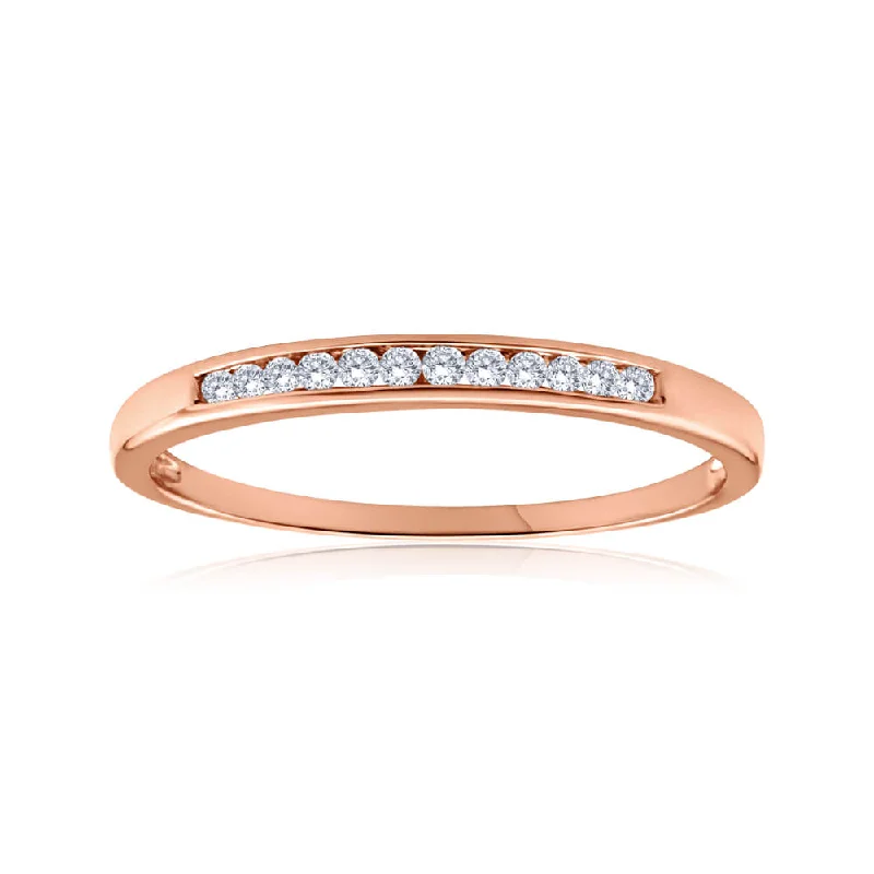 18K White Gold Classic Round - Cut Diamond Wedding Bands for a Timeless and Elegant Look9ct Rose Gold Ring With 0.1 Carats Of Channel Set Diamonds