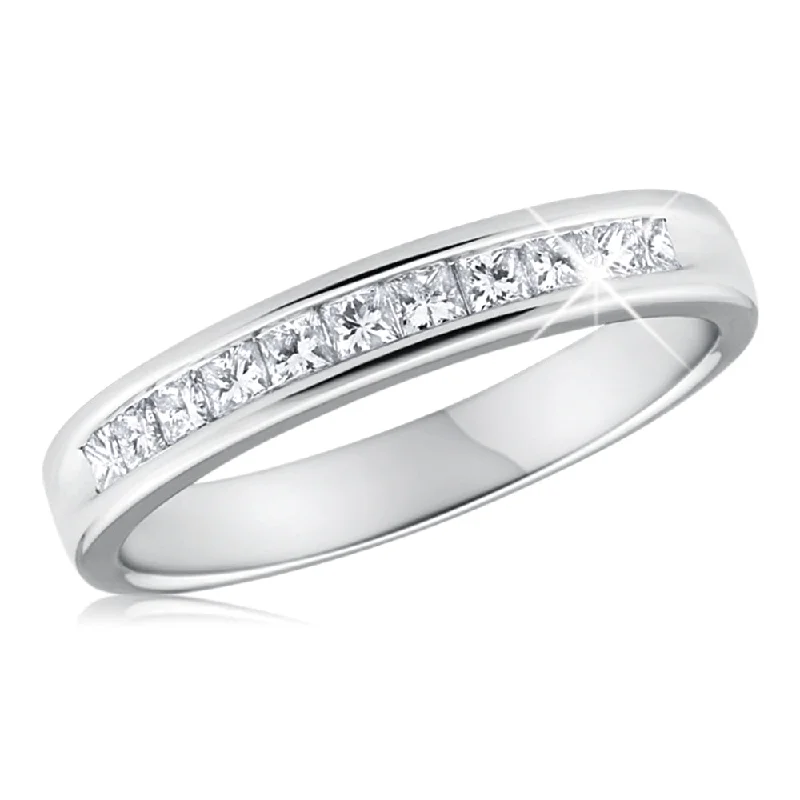 Platinum Celtic - Inspired Wedding Bands with Intricate Knotwork Patterns for a Symbolic and Stylish Choice9ct White Gold 1/2 Carat Diamond Ring With 11 Princess Cut Diamonds