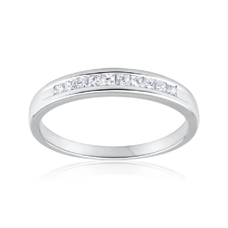 Vintage - Style Filigree Wedding Bands in 14K Gold for a Romantic and Antique - Inspired Aesthetic9ct White Gold Diamond Ring Set With 10 Princess Cut Diamonds