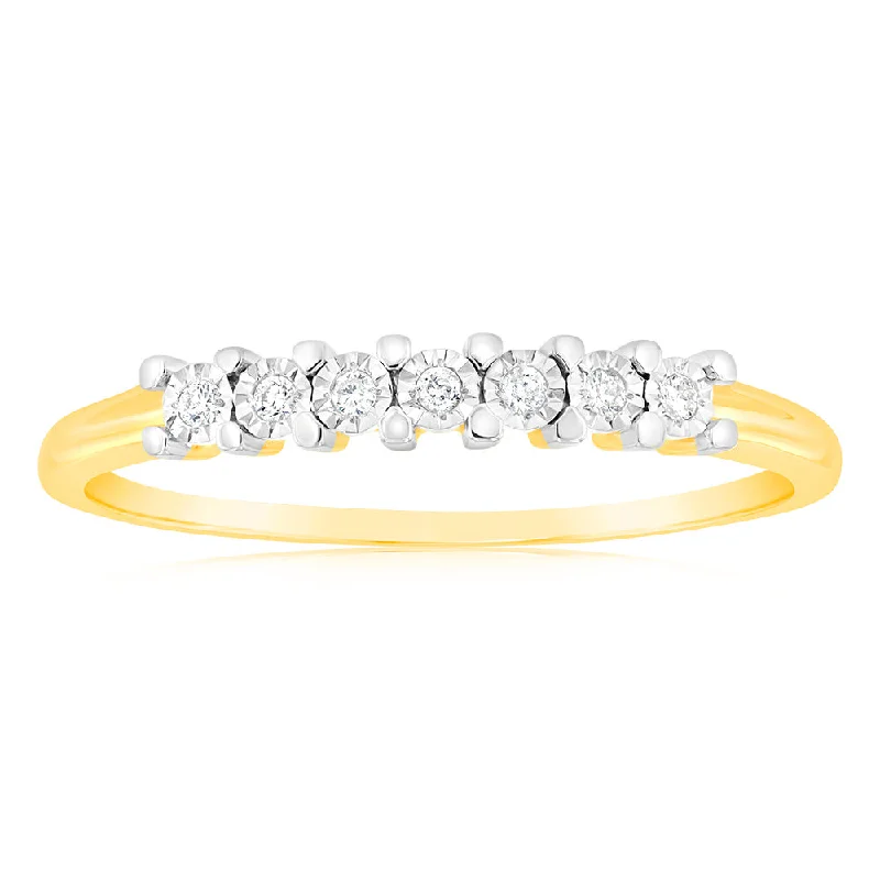 Adjustable - Fit Wedding Bands in Gold - Plated Metal for a Comfortable and Custom - Fitting Option9ct Yellow Gold Diamond Ring Set With 7 Stunning Diamonds