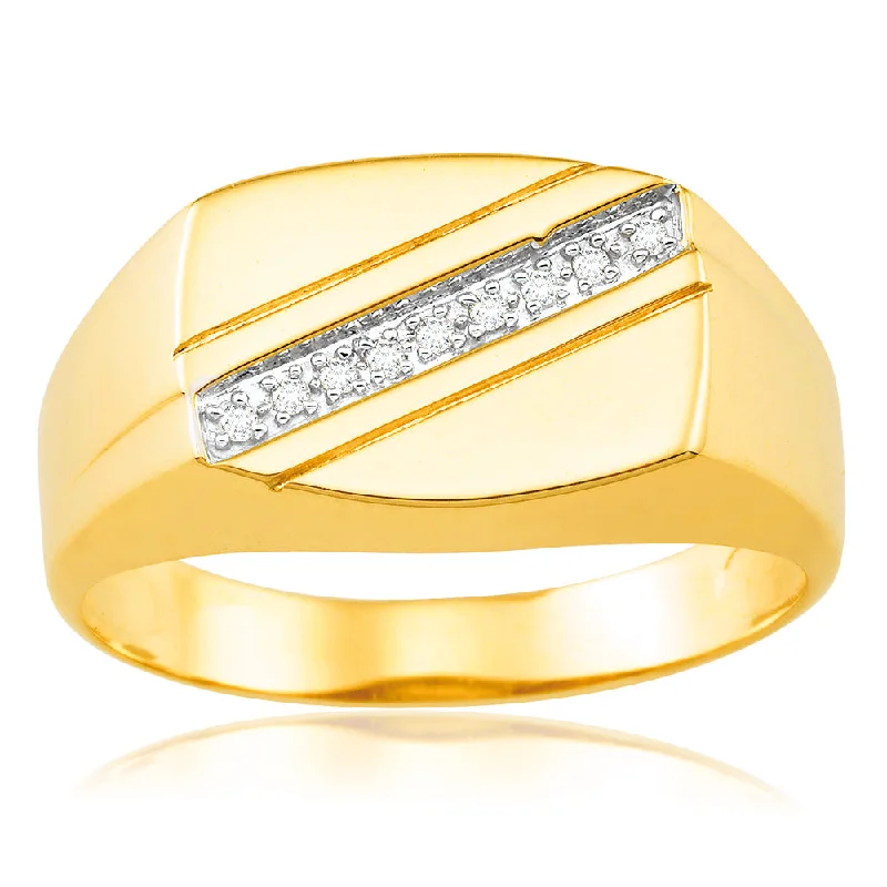 Stackable Wedding Bands in Sterling Silver with Enamel Inlays for a Colorful and Versatile Option9ct Yellow Gold Diamond Ring  Set with 9 Stunning Brilliant Diamonds