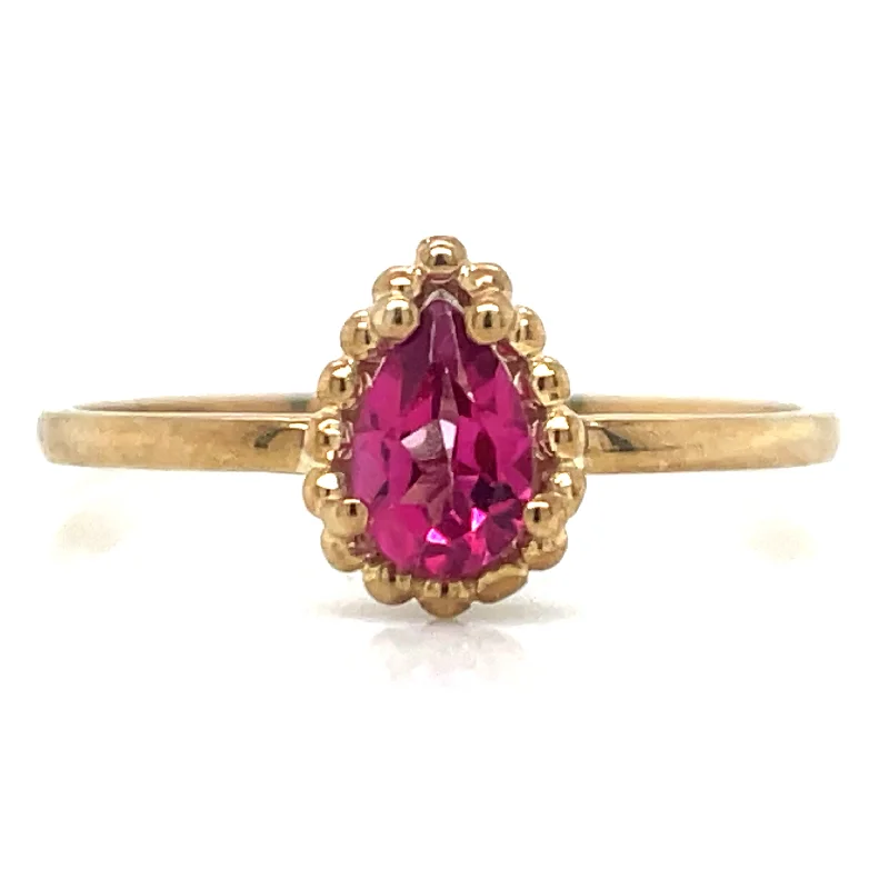 Emerald Gemstone Rings Set in Platinum with Filigree Work for a Vintage - Inspired Look9ct Yellow Gold Pink Tourmaline Ring with Dotted Edge