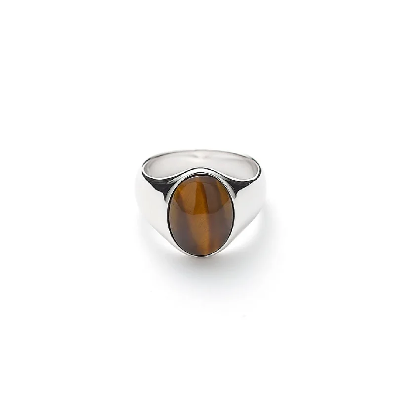 Sapphire Gemstone Rings in 18K White Gold with Diamond Accents for an Elegant EngagementHope Oval Signet Silver Ring w. Tiger's Eye