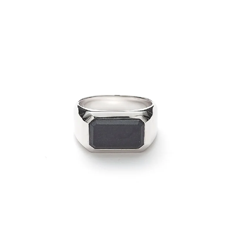 Tanzanite Gemstone Rings in 10K Gold with a Trilogy Design for a Sophisticated GiftHope Rectangle Signet Matte Silver Ring w. Onyx