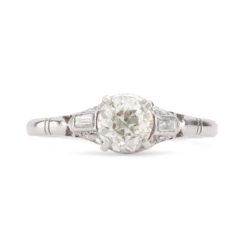 Marquise Cut Engagement Rings with a Channel - Set Diamond BandArt Deco Diamond Platinum Engagement Ring