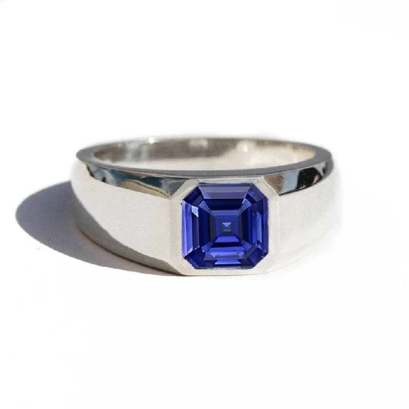 Cluster Engagement Rings with Multiple Small Diamonds Arranged in a Stunning DesignAsscher Cut Sapphire Signet Ring