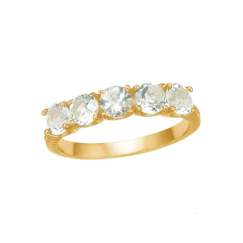 Tourmaline Gemstone Rings in 18K Two - Tone Gold with a Floral - Shaped Setting for a Feminine TouchReef 18K Gold Plated Ring w. White Prasiolite