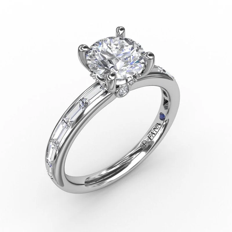 Cluster Engagement Rings with Multiple Small Diamonds Arranged in a Stunning DesignClassic Round Diamond Solitaire Engagement Ring With Baguette Diamond Shank