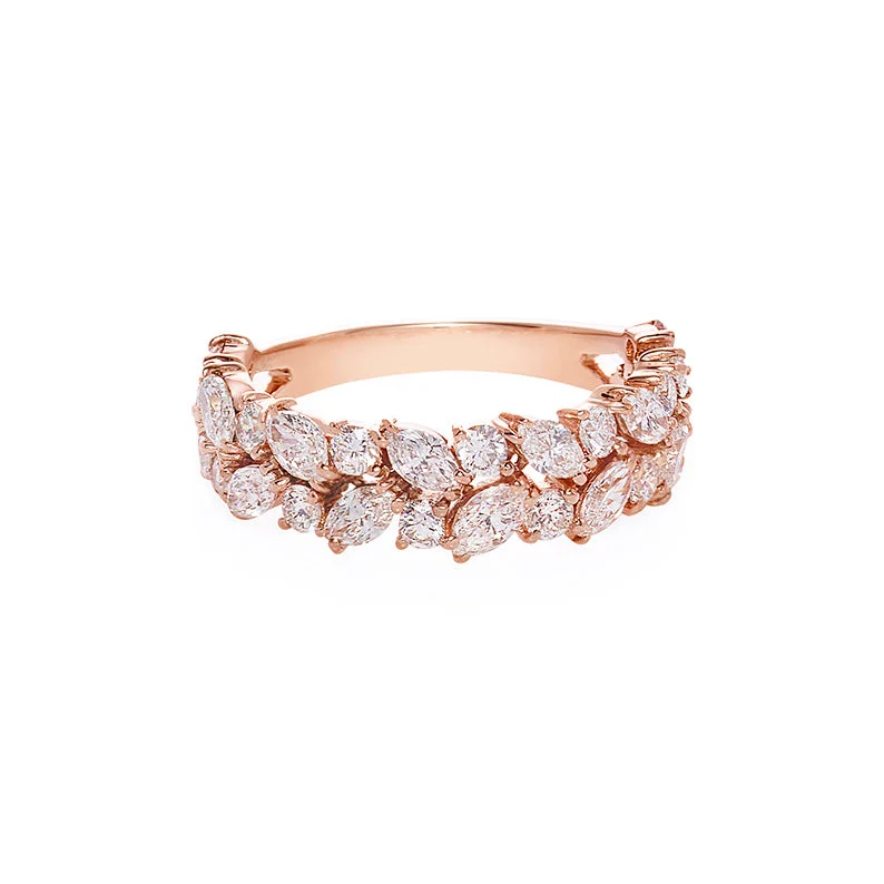 18K White Gold Classic Round - Cut Diamond Wedding Bands for a Timeless and Elegant LookMarquise Cut Diamond Half Eternity Ring in 14K Solid Rose Gold