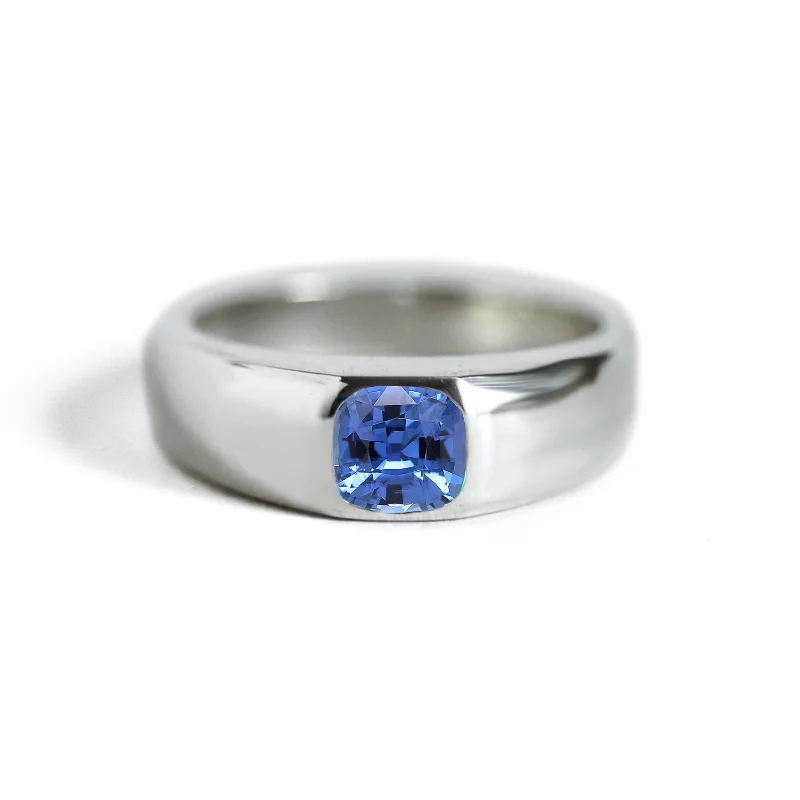 Three - Stone Engagement Rings Symbolizing Love's Past, Present, and Future with Asscher - Cut DiamondsCushion Sapphire Signet Ring